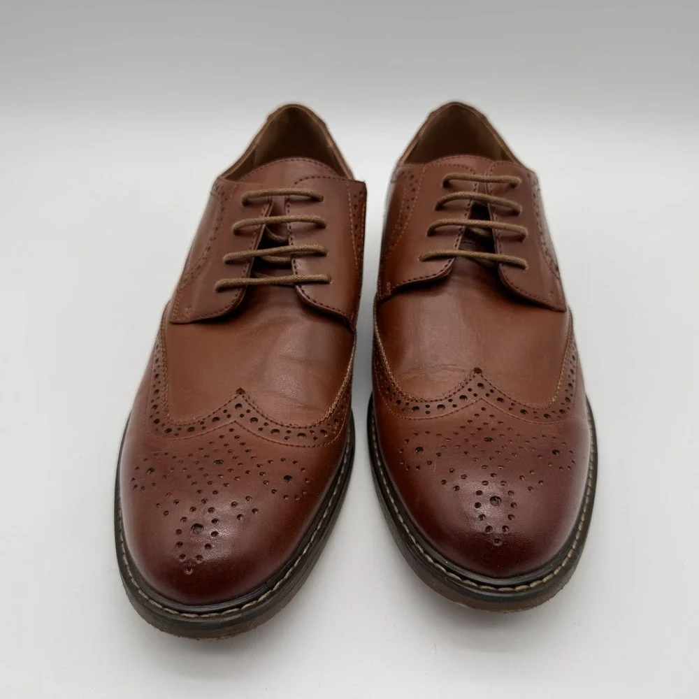 Temeshu Men's US Size 9.5‎ Brown Dress Shoes Casual Oxford Business Formal Shoes